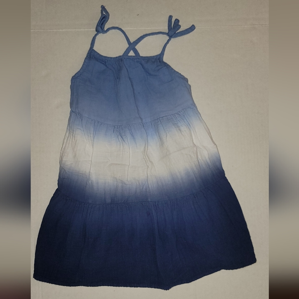 tie dye ombre tank dress stripes light dark blue white bow straps Cat & Jack